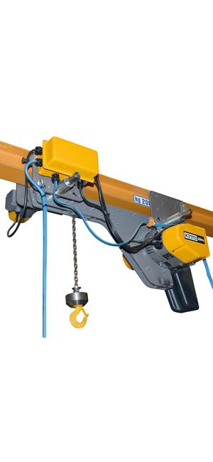 Low headroom chain hoist|KQR-D/3 type|With electric trolley|2 lifting speed - 1 travel speed