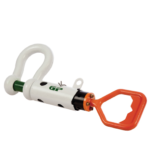 Green Pin ROV release|and retrieve Polar shackles|with D and F handle|with guided pin